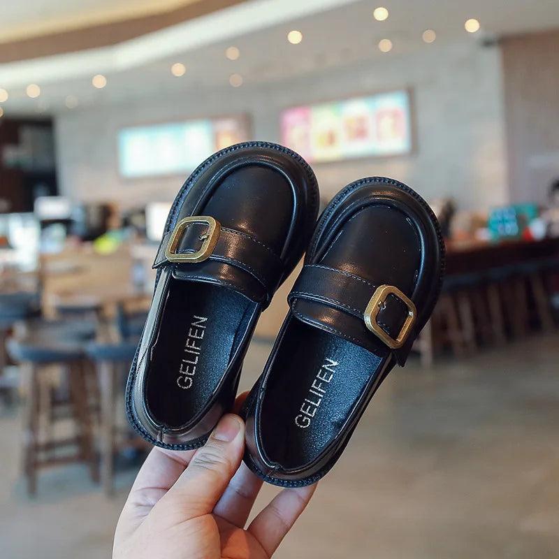 British Style Retro Girls Shoes Spring Autumn Princess Leather Shoes Children Black Soft Dance Loafers for 3-12 Ages Kids Shoes