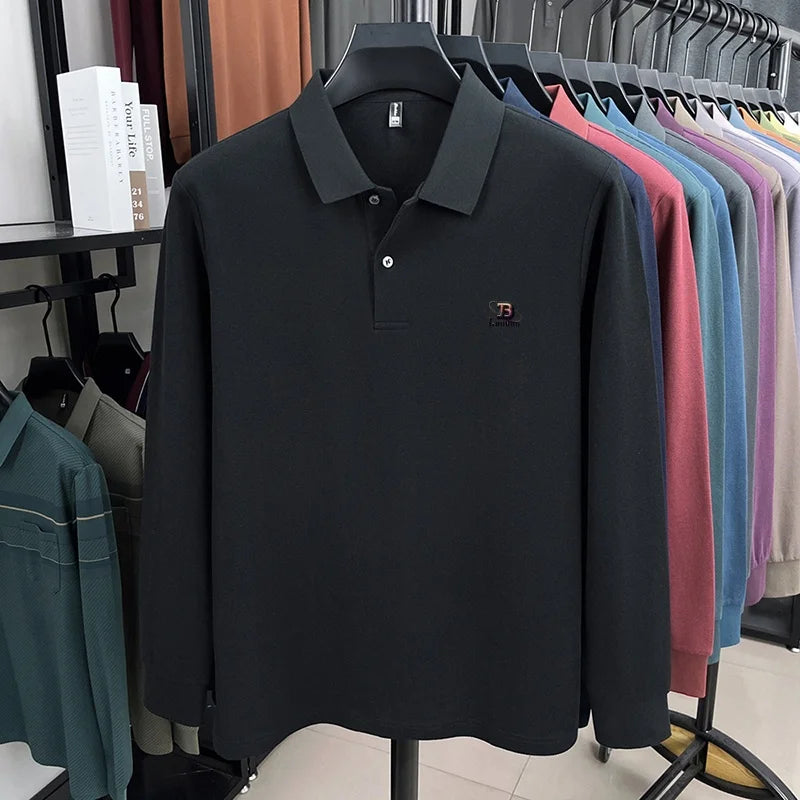 100% pure cotton 2025 Spring and Autumn new high-quality men business casual POLO shirt exquisite brand embroidered T-shirt top