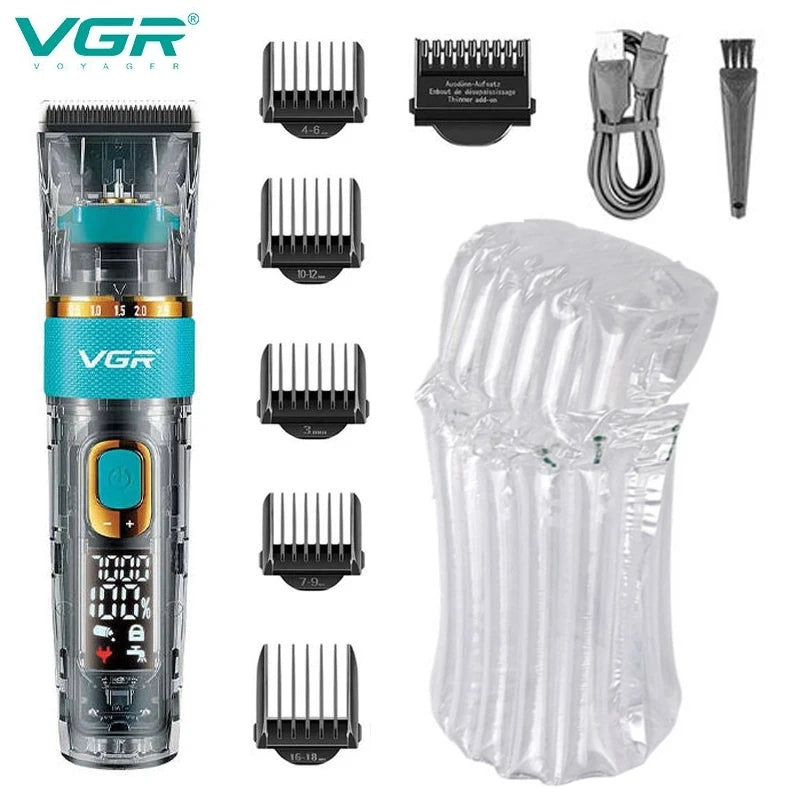 Original VGR Professional Hair Trimmer Cordless Barber Hair Clipper For Men Washable Beard Hair Cutting Machine Rechargeable Set