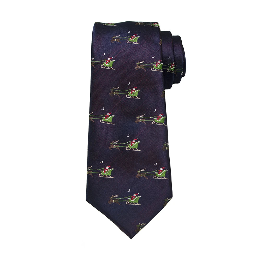 Silk Men Tie for Christmas Necktie Xmas Festival 8cm Red Green Blue Snow Santa Reindeer Jacquard Woven Tie For Men Christmas Gif