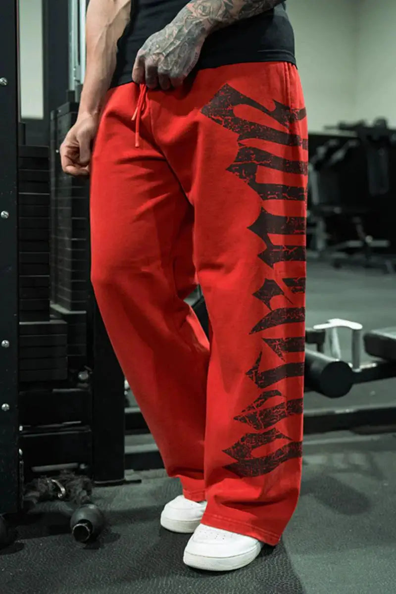 2026 Young American trendy sweatpants collaboration anime joggers cotton terry print wide-leg casual pants hip-hop street pants