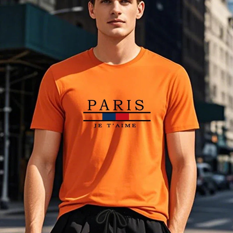 100% Cotton Mens T-shirt Daily Casual Jogging Short Sleeve Hot Sales Printing Tees Sport Simple Versatile Summer Comfort T-shirt
