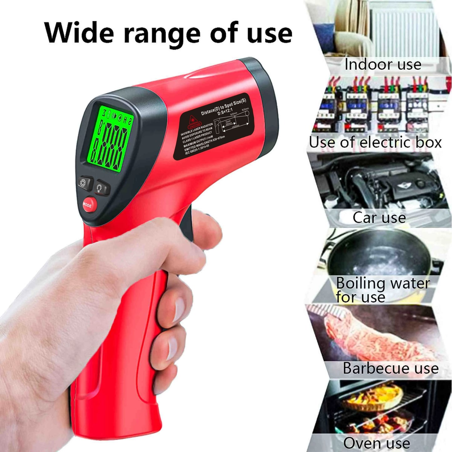 Infrared Thermometer Gun -50~500°C Non-contact Laser Temperature Gun Handheld Temp Sensor Measure Digital Pyrometer LCD Backlit
