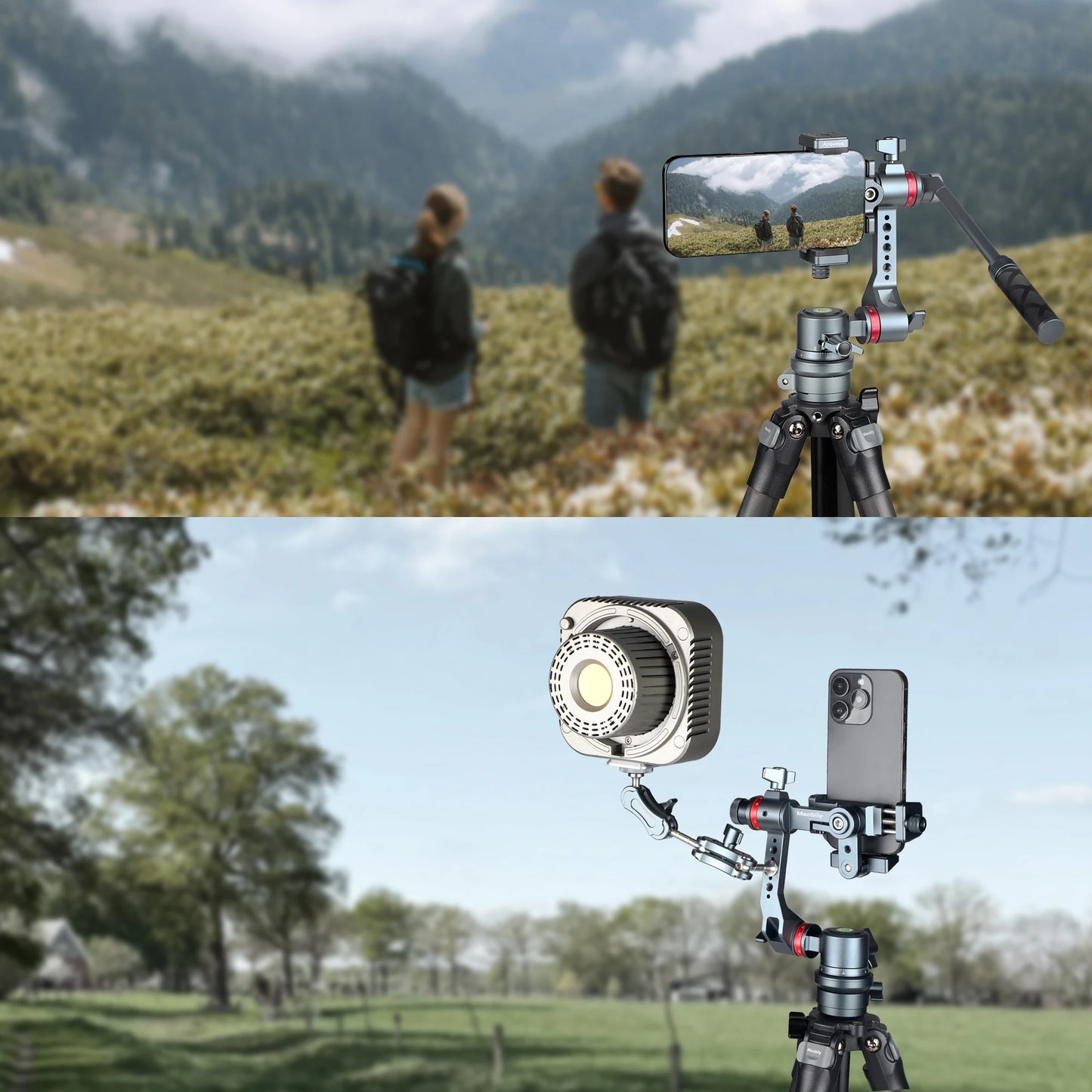 Manbily YJ-002 Mobile Camera Gimbal 360° Rotation Adjustable for Live Streaming Aluminum Camera Gimbal with Handle