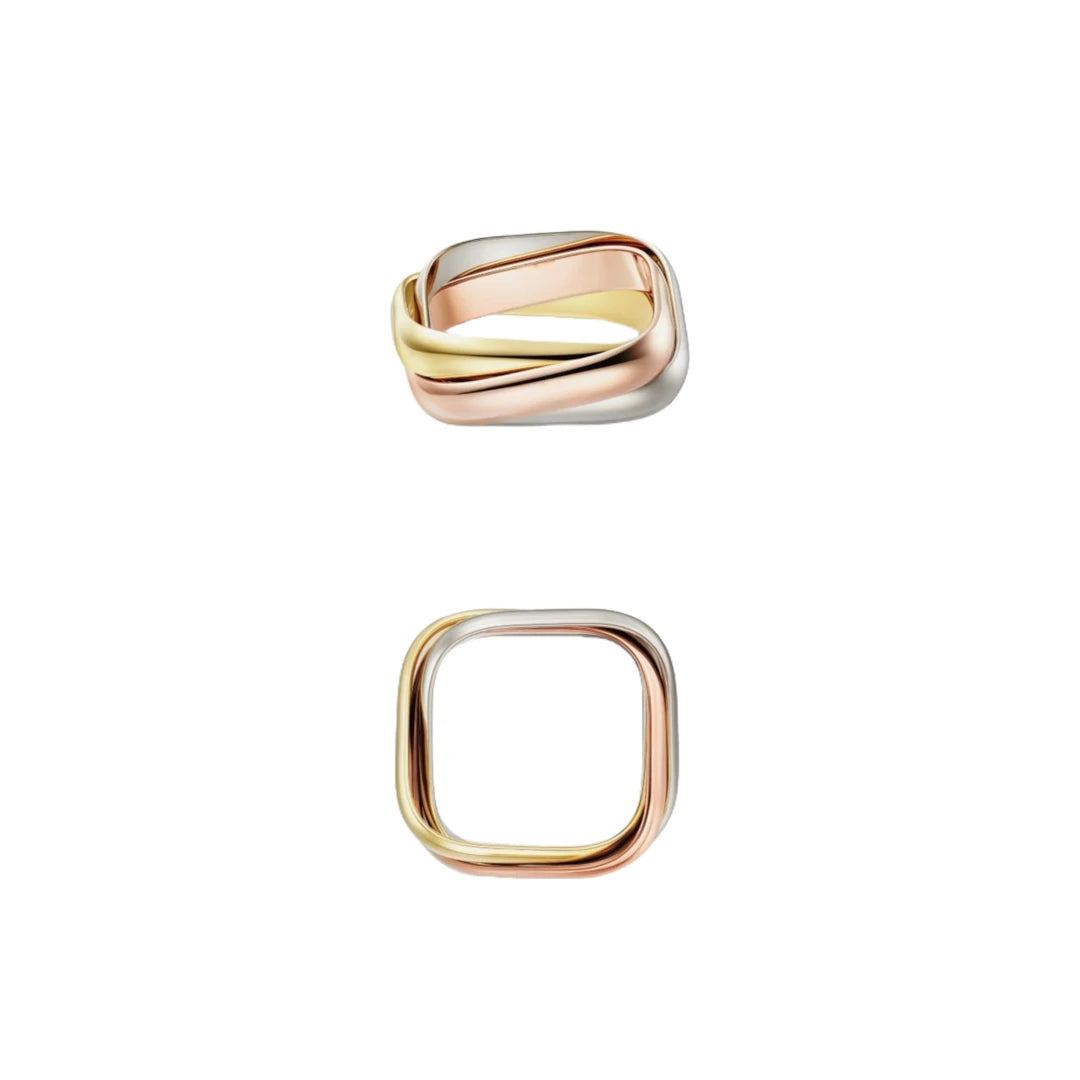 Sterling silver rose gold internet three-color ring