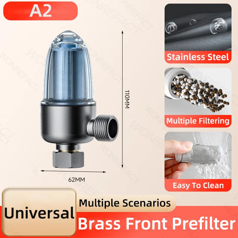 Shower Water Filter Stainless Steel High Pressure PreFilter Water Heater Purifier for Showers Sinks Spin Down Sediment Filter