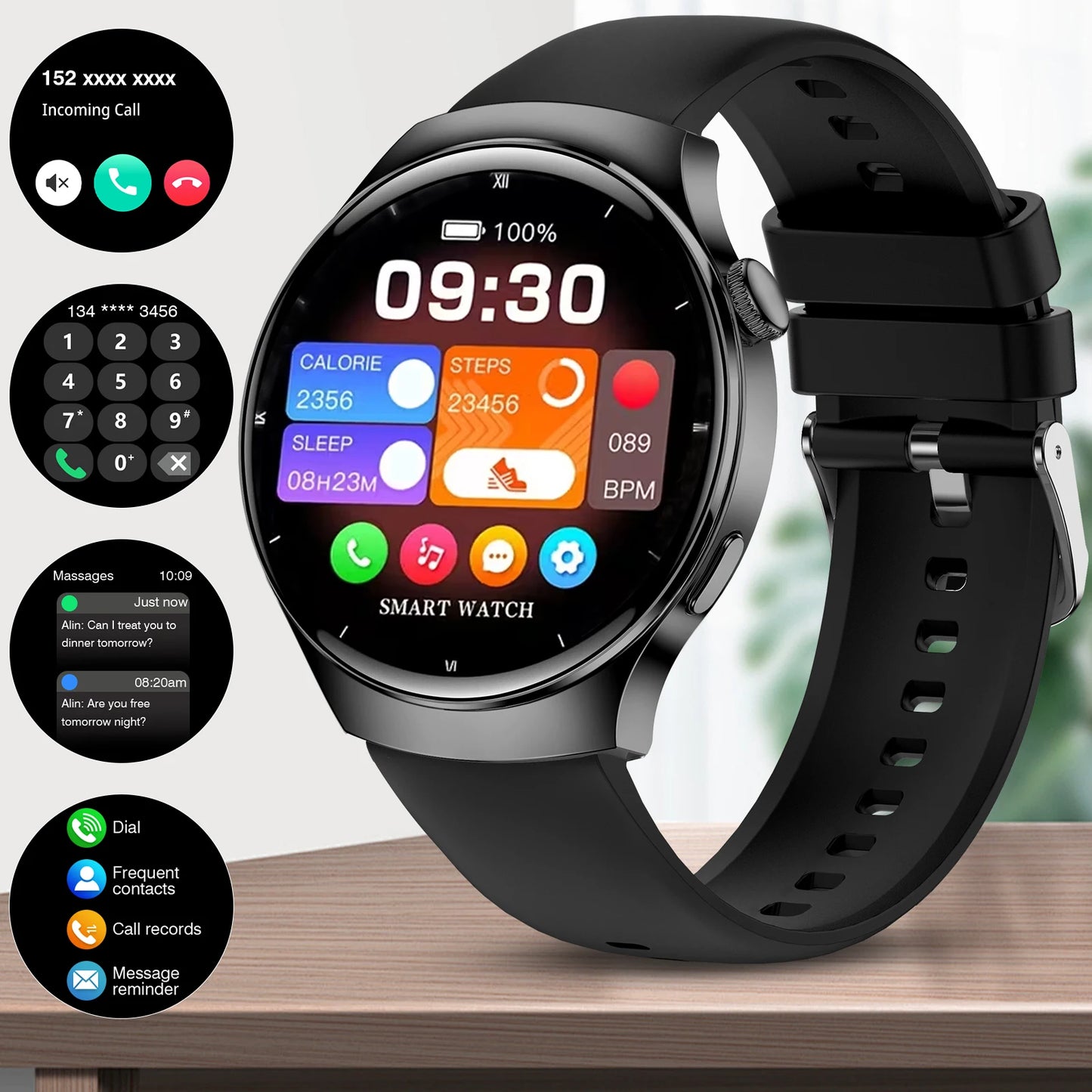 Smart Watch, 1.5 " Smartwatches for Men (Answer/Make Calls), Sports Modes with Fitness Tracker Watch, Life Waterproof Activity