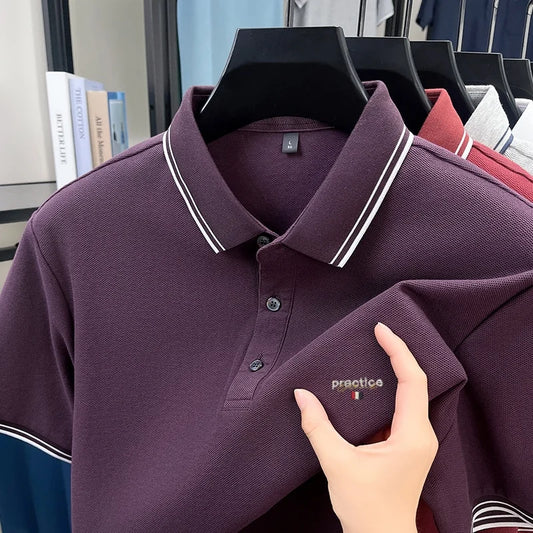 100% pure cotton men's highend brand customized new embroidered short sleeve polo shirt summer casual comfortable breathable top