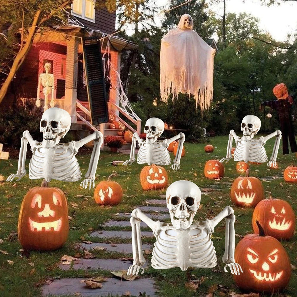 Halloween Decorations Glowing Skull Skeleton Human Head Haunted House Outdoor Yard Horror Props Holiday Scarry Home Supplies