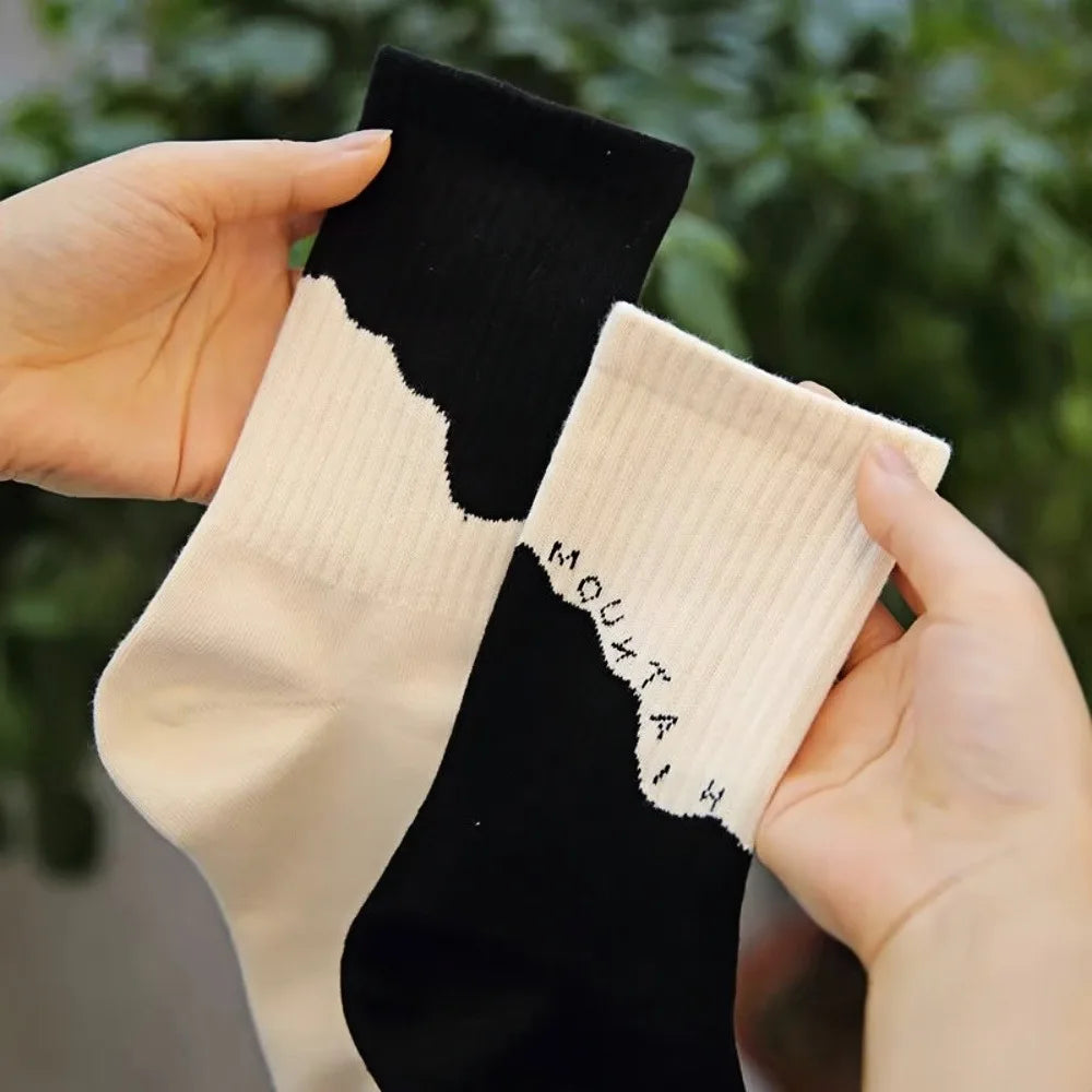 1/4 Pairs Men's and women's casual socks, asymmetrical niche mid length socks,  Japanese socks, couple sports socks