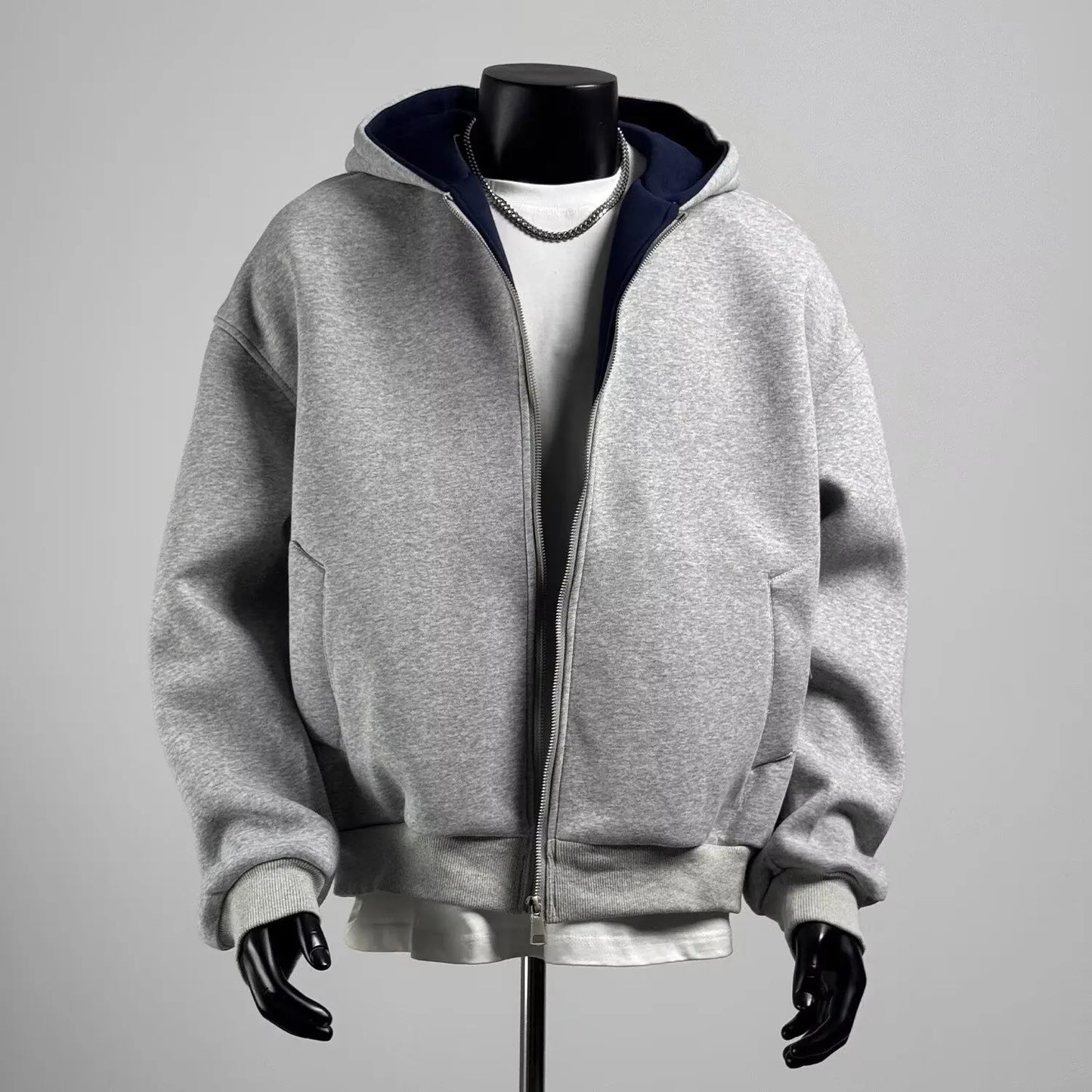 New Cotton Zip Hoodies & Sweatshirts for Men Autumn Black Grey Loose Hoodie Spring Long-sleeved Top Men Oversized Hoodie 2025
