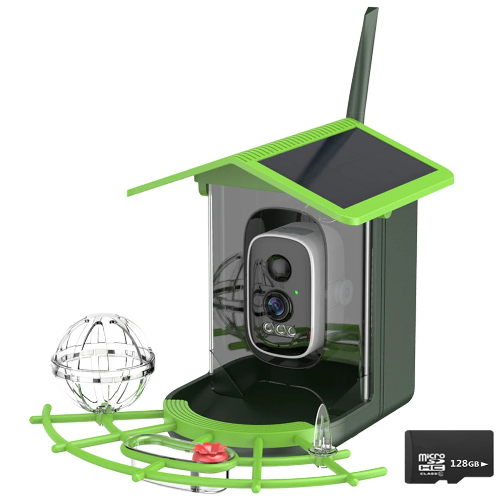 Bird Feeder Camera 4MP 2K HD Bird Video Capture WiFi Solar Powered Camera Battery with Solar Panel, Instant Alerts, Birdwatching