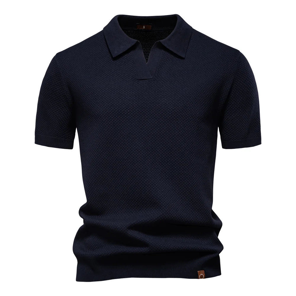 AIOPESON Men's Summer Breathable Polo Shirt Short Sleeve Solid Color Casual Polo Shirts for Men Lightweight Stretch Polo 