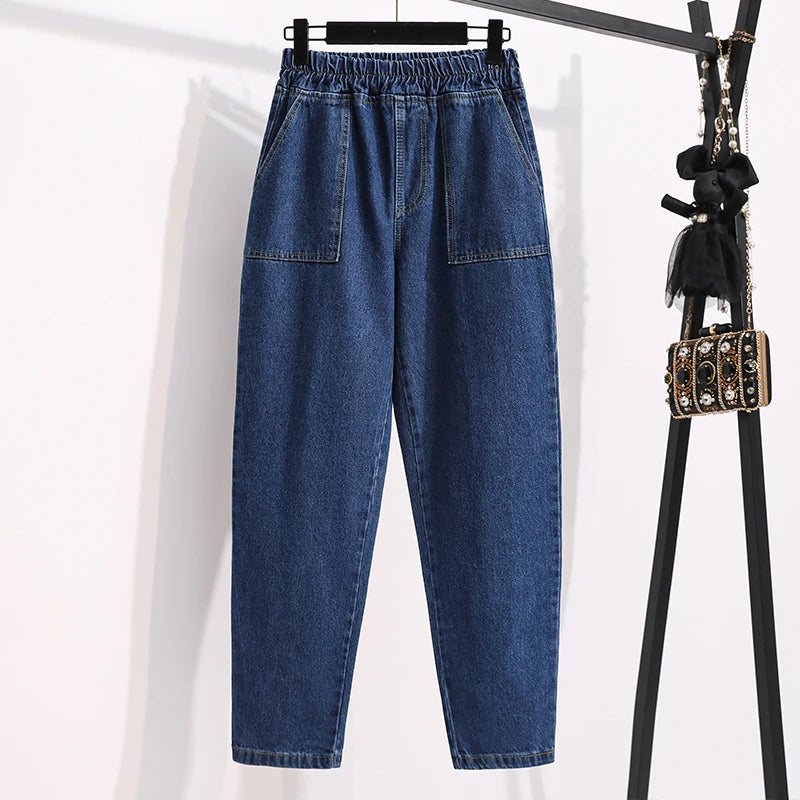 plus Size Denim Trousers High Waist Straight Leg Women's Spring Faion Slimming Long Pants Casual Harajuku Sle Jeans