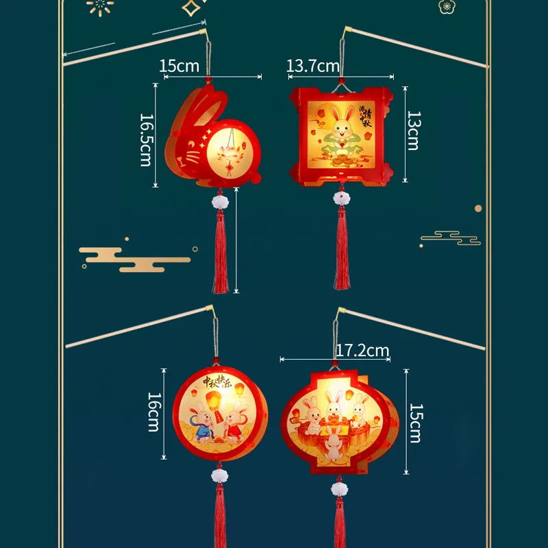 1 Set Mid Autumn Festival Lantern Making DIY Material Portable Retro Chinese Palace Lanterns Moon Festival Lamp Party Decor