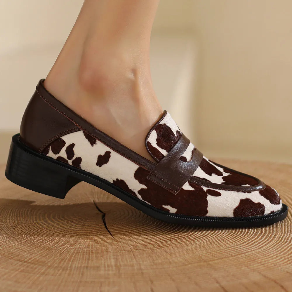 Women's horsehair round toe slip-on flats loafers leisure soft comfortable casual moccasins female high quality daily shoes sale