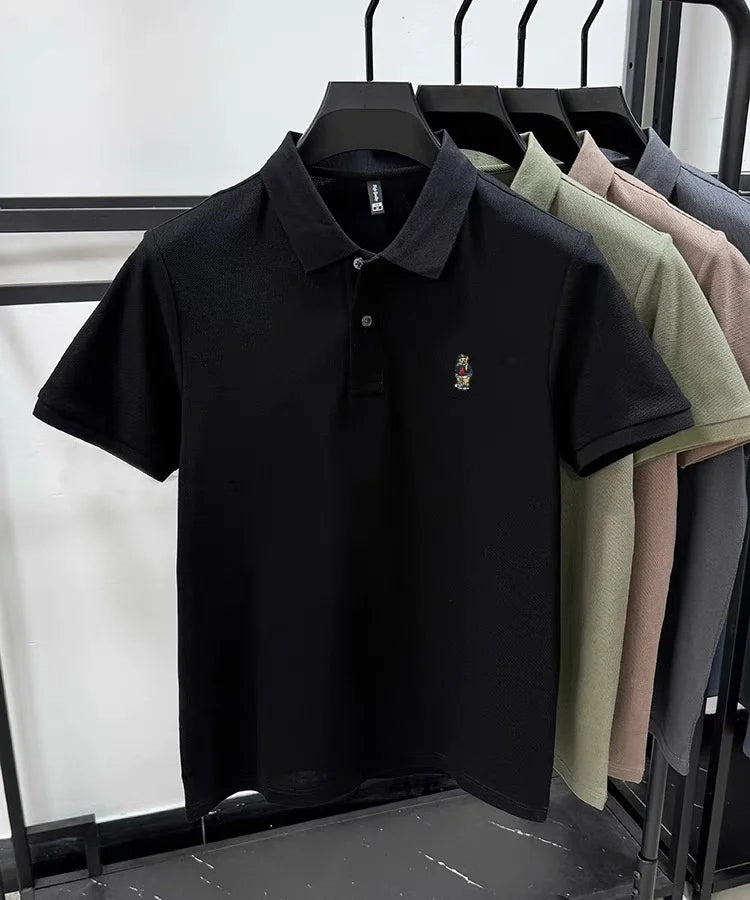 100% pure cotton high-end brand men short sleeve polo shirt new cartoon embroidery summer comfort texture luxury casual T-shirt