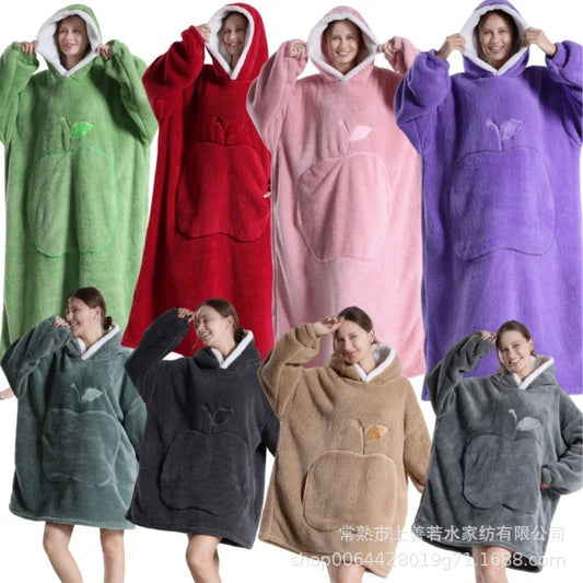 Thickened Warmth Sleepwear Sweatshirt Home Clothes round Neck Full Sleeve Loose Version Coat Style Polyester Fiber Women's Fashi