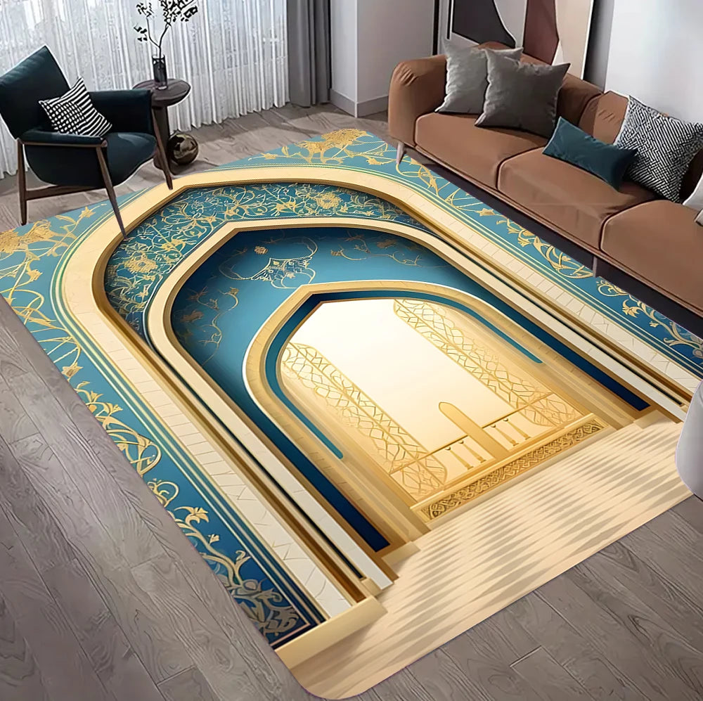 Islamic Muslim Carpet for Living Room Bedroom Bedside Floor Mat Home Lounge Decoration Absorbent Anti-Slip Doormat Prayer Rugs