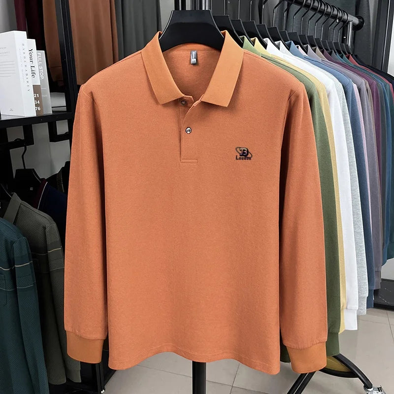100% pure cotton 2025 Spring and Autumn new high-quality men business casual POLO shirt exquisite brand embroidered T-shirt top