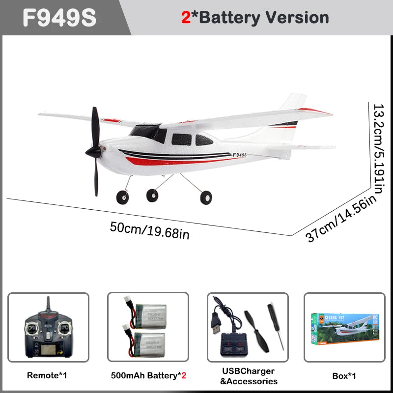 WLtoys 2.4G F949 RC Airplane Cessna 182 3D6G 3Ch Fixed Wing Plane Outdoor Drone RTF With Gyroscope RC Toy Gift for Adults