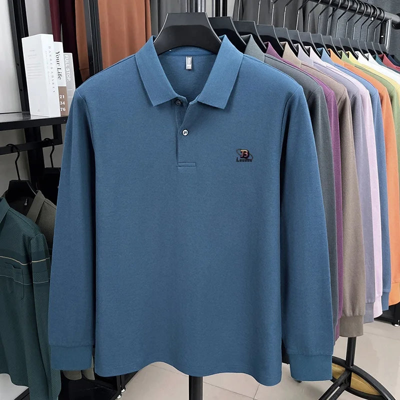 100% pure cotton 2025 Spring and Autumn new high-quality men business casual POLO shirt exquisite brand embroidered T-shirt top