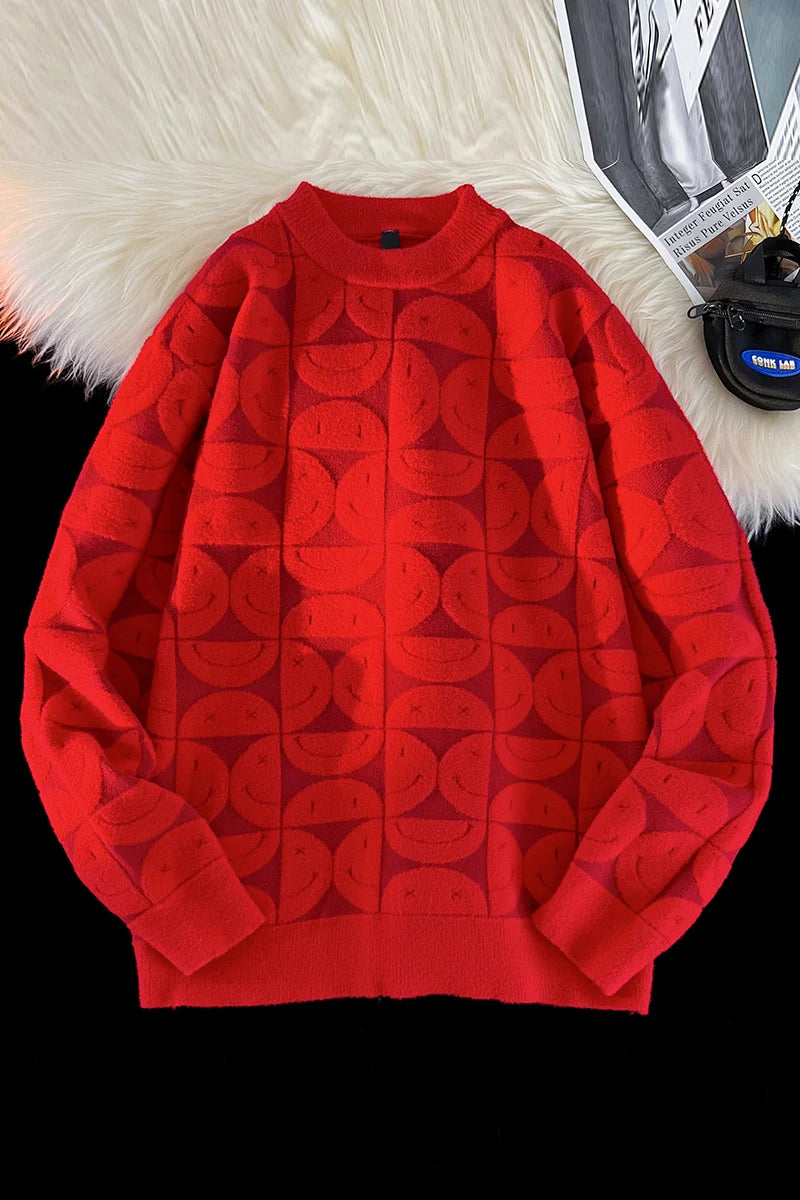 Wool Solid Sweater Long Sleeve Round Neck Fashion Knitted Pullover Coat Autumn Sweatshirt Warm Casual Men Thick New Jacket Tops