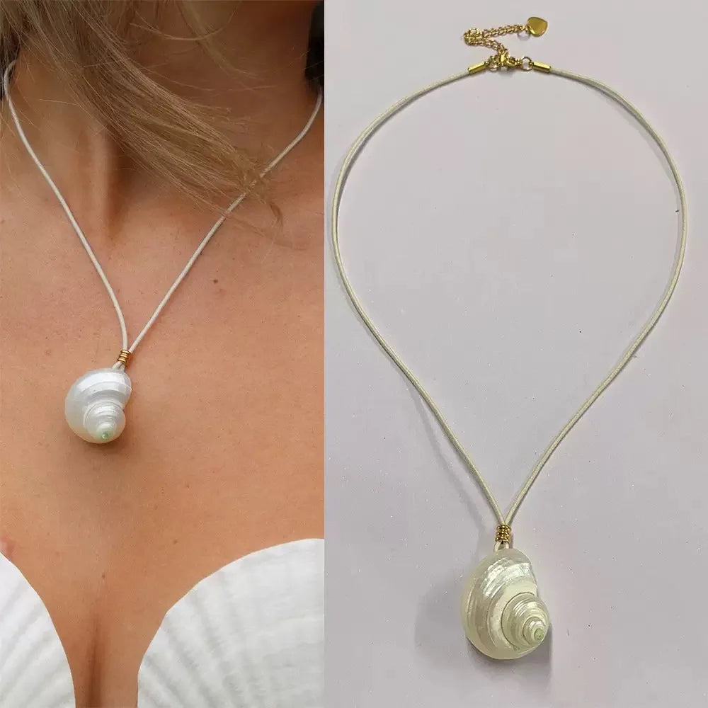 nique Fashionable Shell Pendant Necklace Ocean Vacation Style European And American Design Women's Accessory Gift