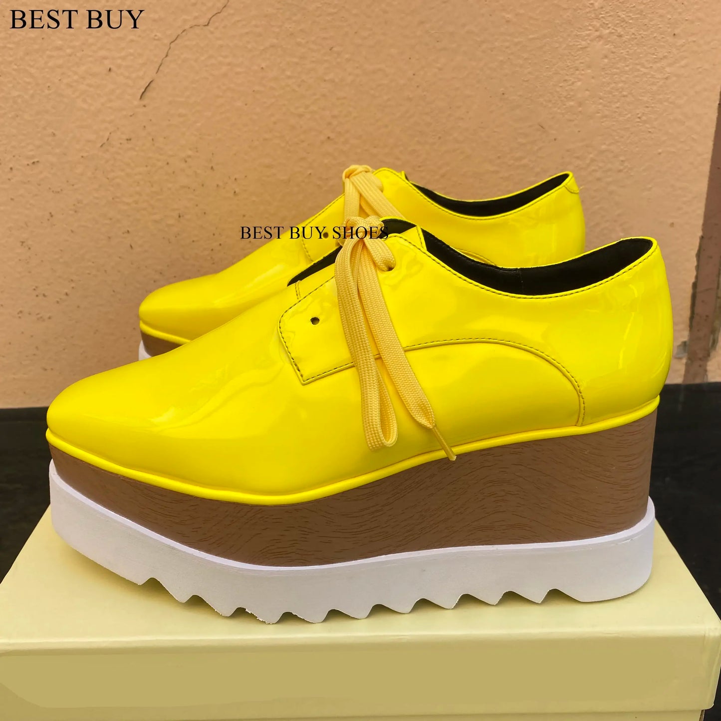 Women Fashion patent Stars high Loafers Shoes Lady Square Toe lace-up Thick Bottom Platform Wedge Shoes For Women sneakers