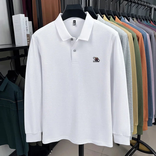 100% pure cotton 2025 Spring and Autumn new high-quality men business casual POLO shirt exquisite brand embroidered T-shirt top