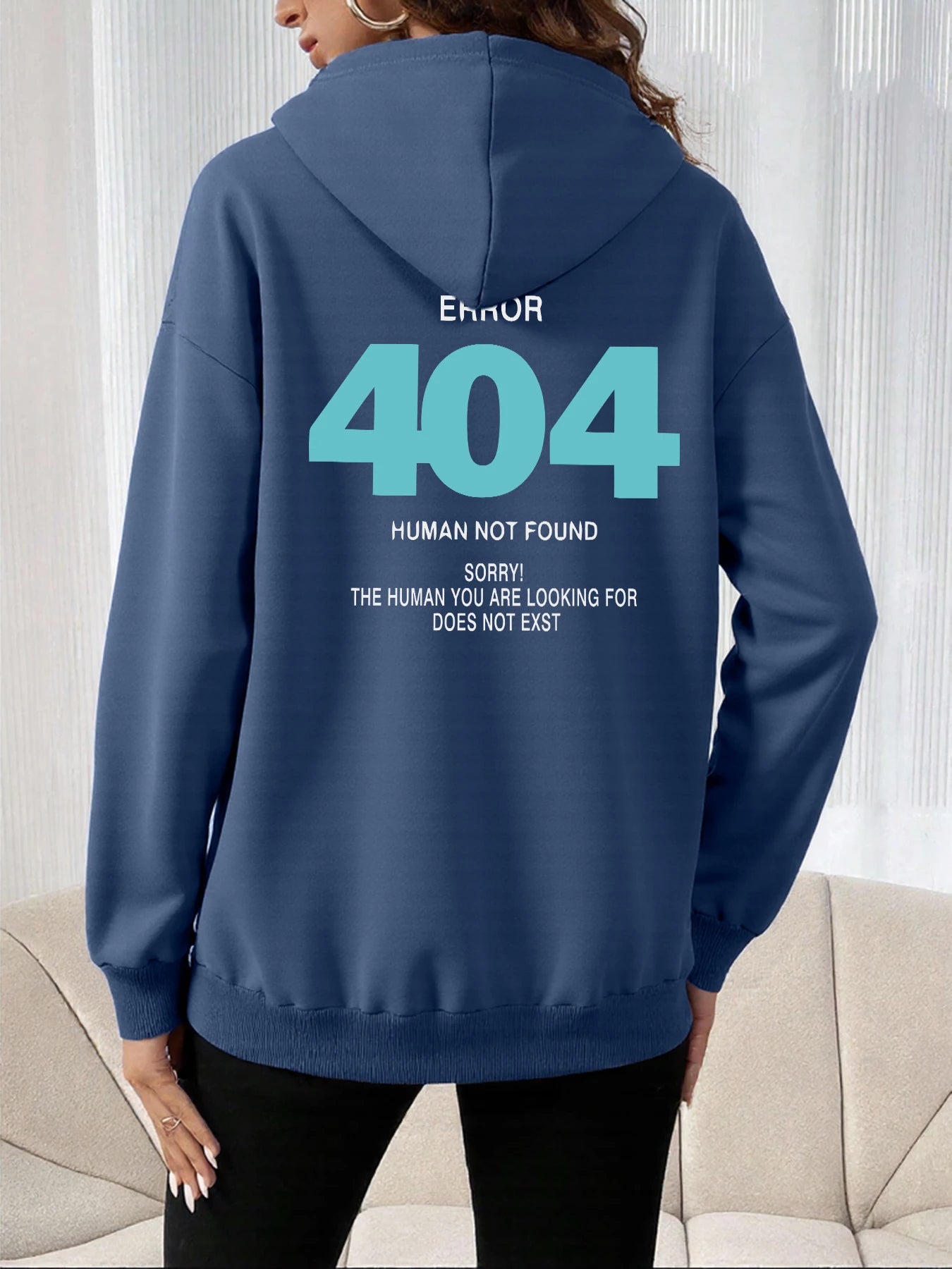 Women's Hoody Error 404 Human Not Found sorry Prints Hoodies Fleece Long Sleeve Oversized Clothes Hip Hop Street Pullover