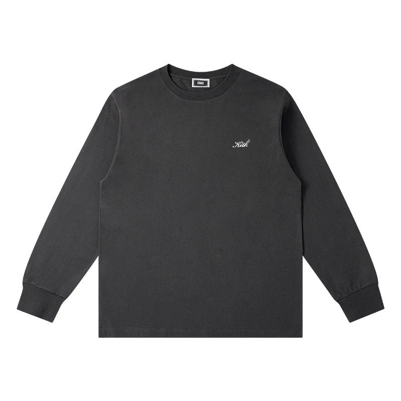 Embroidery Cotton 100% Long-sleeved Men's T Shirt 2025 New Round-collar Solid-color women T-shirt for Male Tshirt Man Tops Tees