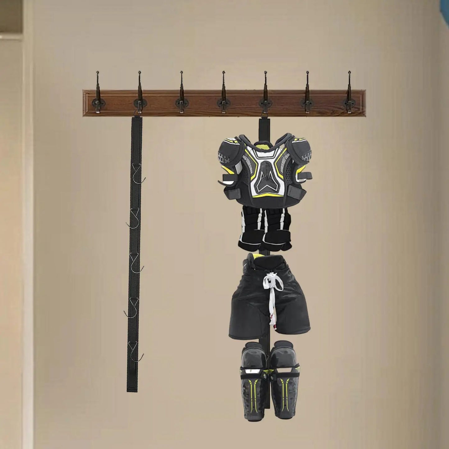 Hanging Portable Hockey Equipment Drying Rack Space Saving Sports Gear Organizer Adjustable Hooks for Home Training
