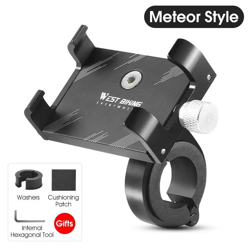 WEST BIKING Cycling Phone Holder Lightweight Aluminum Alloy Bike Handlebar Phone Bracket Phone Mount MTB Road Bike Accessories