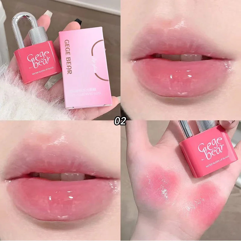Gege Bear Lockheart Sweet Color Water-Gloss Lip Gloss-Vibrant Colors, Easy to Apply with Non-Long-Lasting Hydration