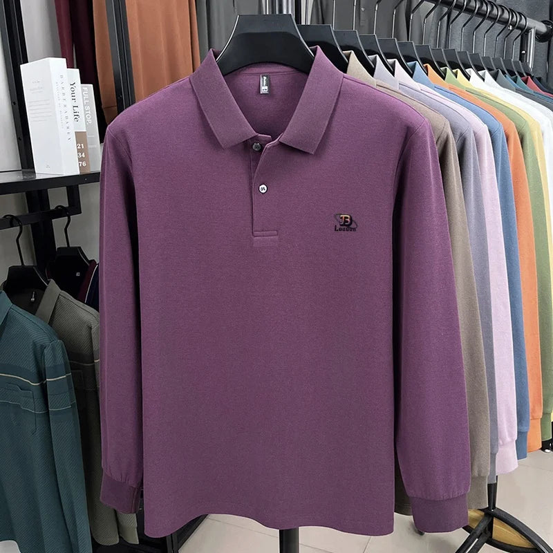 100% pure cotton 2025 Spring and Autumn new high-quality men business casual POLO shirt exquisite brand embroidered T-shirt top