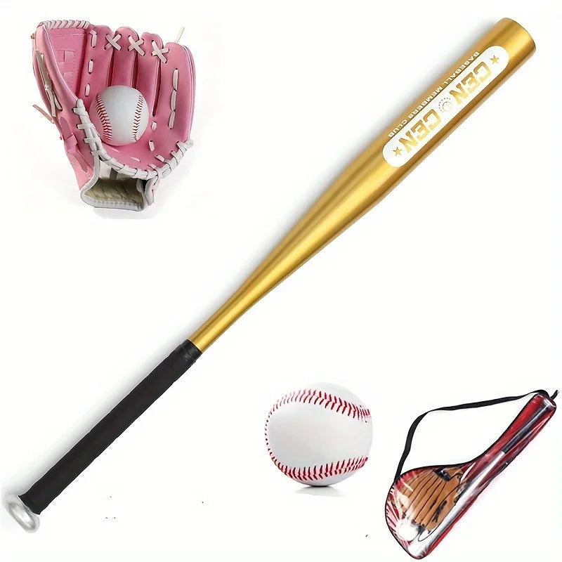 Baseball Balls Set 63.5cm Aluminum Alloy Baseball Bat PVC Baseball Glove Baseball Kit for Beginners Games and Batting Practice