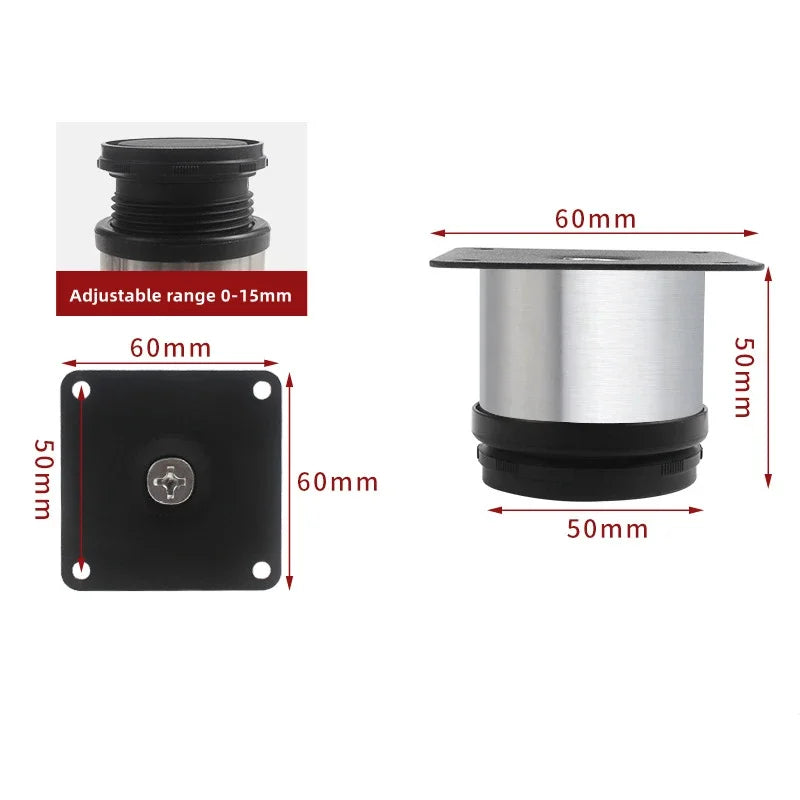 4Pcs 50mm-300mm Furniture Adjustable Cabinet Legs Stainless Steel Furniture Legs Cabinet Table Sofa Bed Feet Furniture Legs Feet