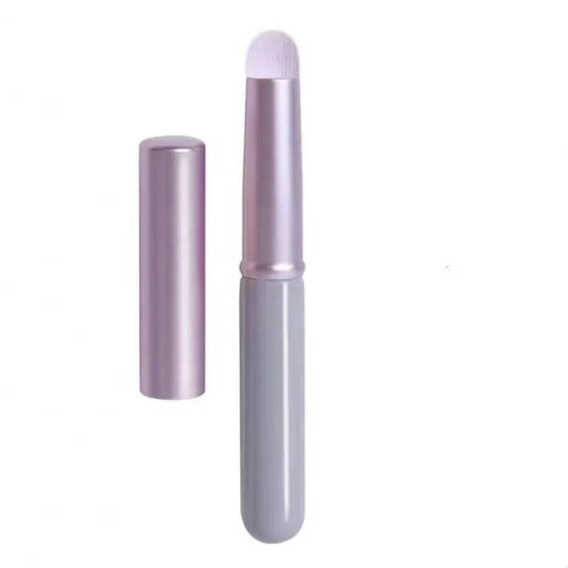 Round Head Lip Brush with Cap Lip Stain Brush Mini Portable Traveling Lipstick Brush Short Handle Professional Concealer Tools