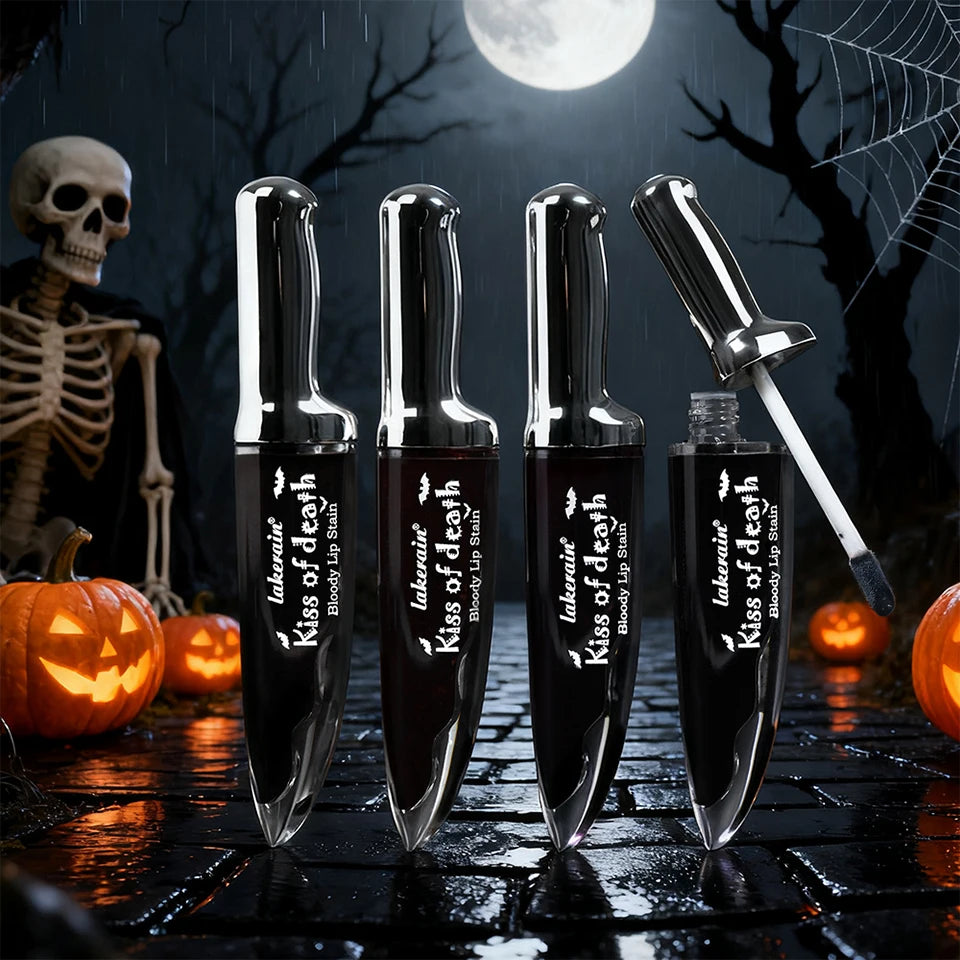 Lakerain 4pcs Kiss of Death Lip Stain Kit Blood-stained Lip Look Long Water Proof Matte DEVILS KISS WITCH'S CURSE Gothic Makeu