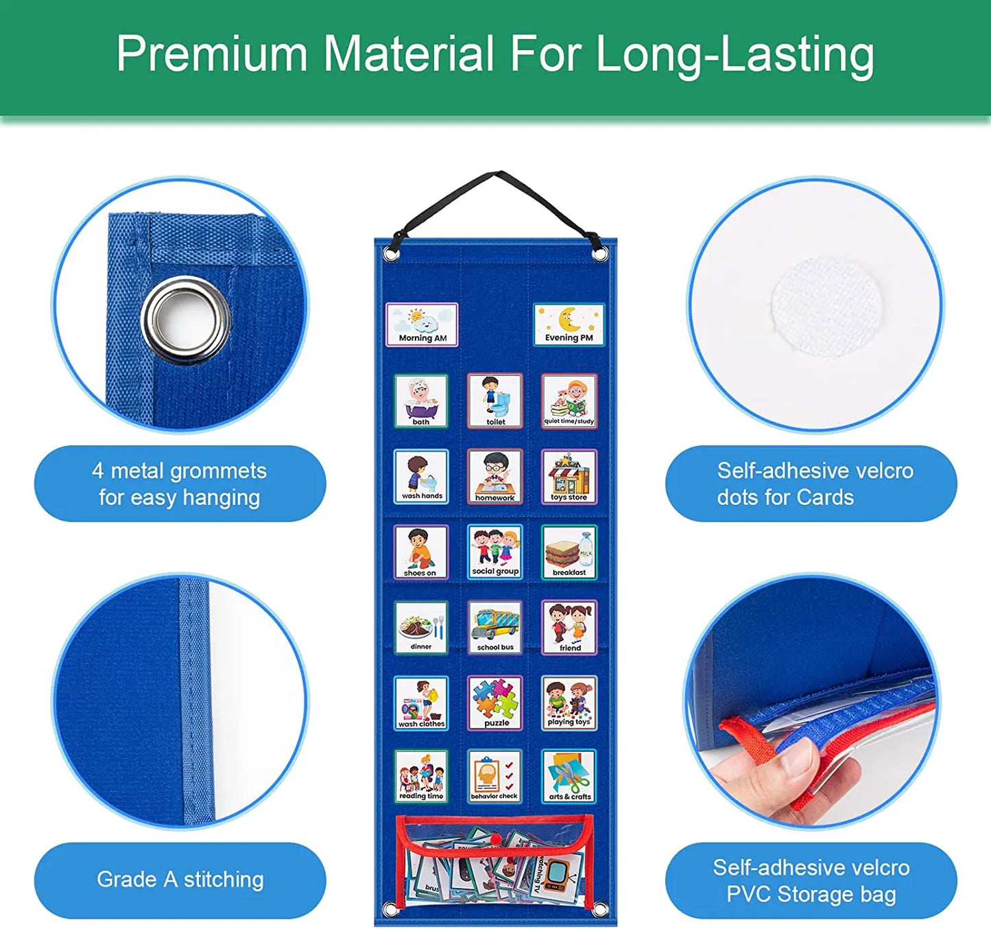 70 Cards Visual Daily Schedule Chart for Kids With Autism Pocket Chart Materials Montessori Learning Educational Toy