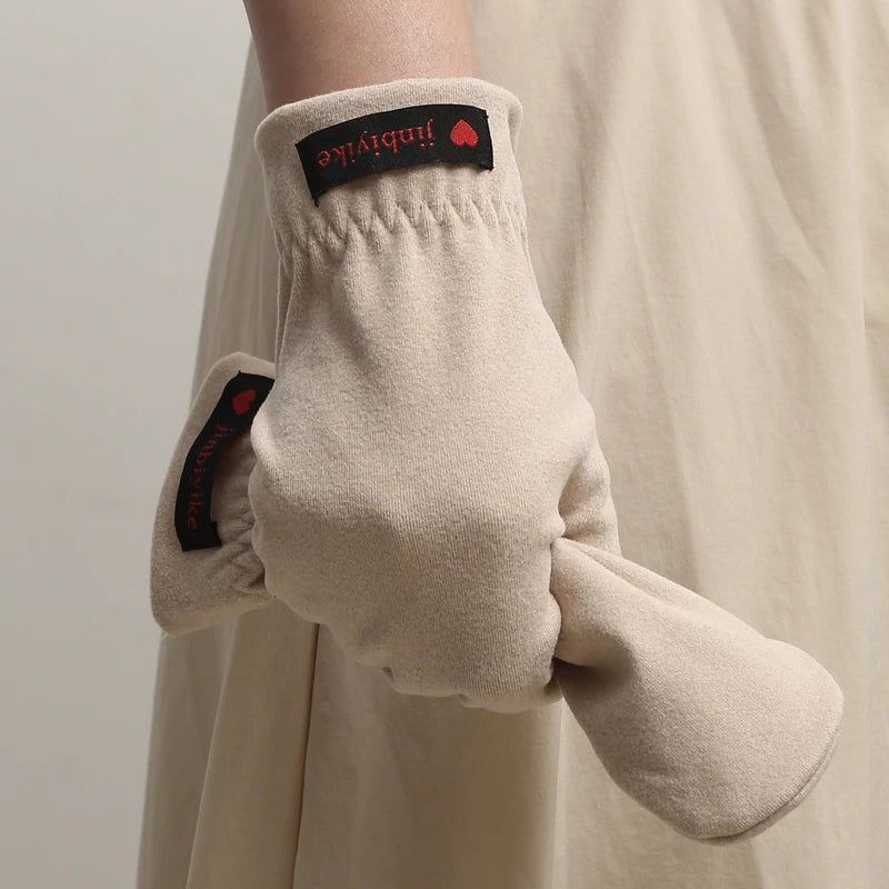 Mittens male warm cycling driving cold students windproof elastic winter thin velvet lovers all refer to female Half round glove