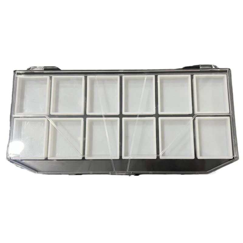 12 Grids Rainbow Split Cake Face Body Paint Art Painting Pigment Plastic Empty Palette Tray with Lid
