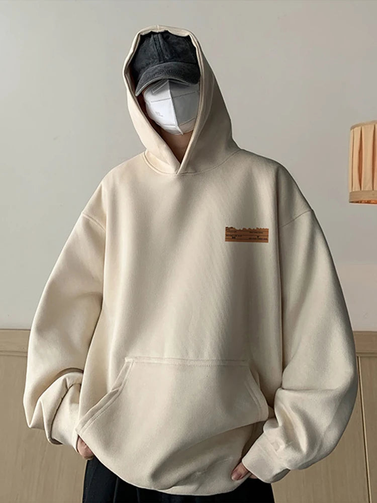 2026 New Suede Hooded Sweatshirts For Men Autumn Y2K Streetwear Printed Hoodies Hip Hop Fashion Retro Fleece Hoody Clothes