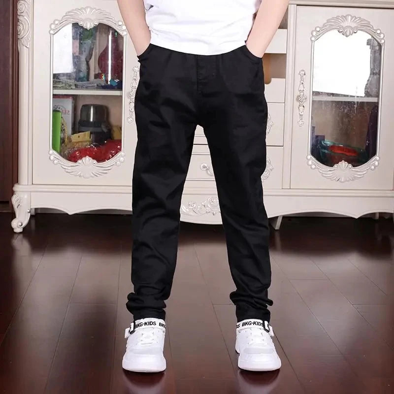 Children's Clothing Boys And Girls Casual Pants Spring Autumn 2023 New Fashion Black White Student Costumes Big 100% Cotton