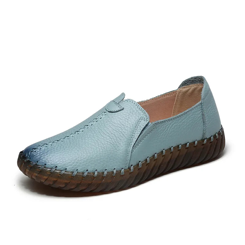 Autumn Wide Width Women Shoes Genuine Leather Ballet Flats Women's White Loafers Driving Moccasins Ladies Shoes For Foot Bones