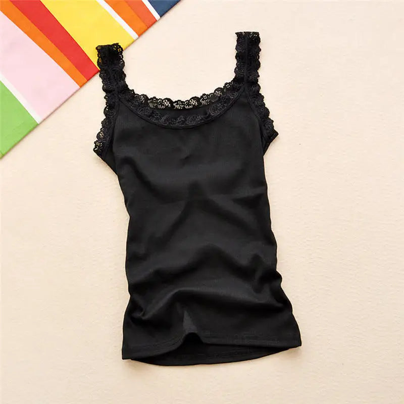 Summer Top Women Sleeveless Lace Tank Top Sexy Women's T-shirt Vest Tank Tops Female Vest Tops White Black Underwear Women