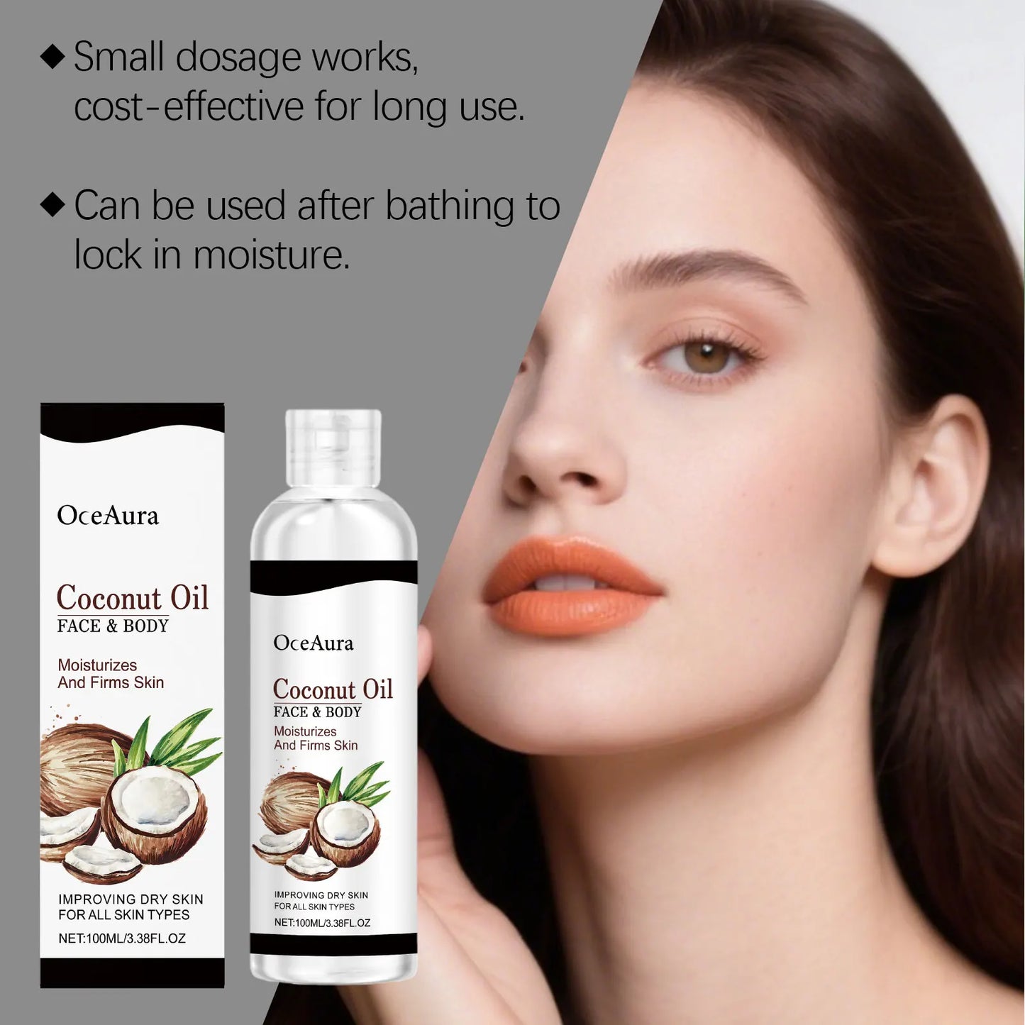 Coconut Moisturizing & Nourishing Oil - Mild Coconut Fragrance, Gentle Hydration for Smooth and Silky Skin Care Oil