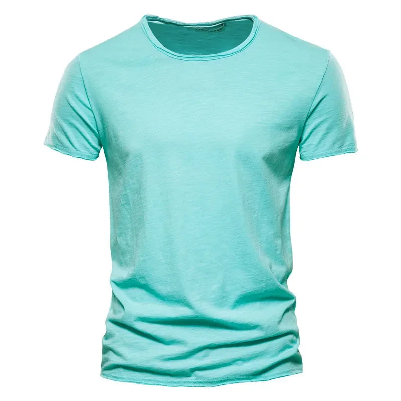 100% Cotton Men T-shirt V-neck Fashion Design Slim Fit Soild T-shirts Male Tops Tees Short Sleeve T Shirt O-neck for Men