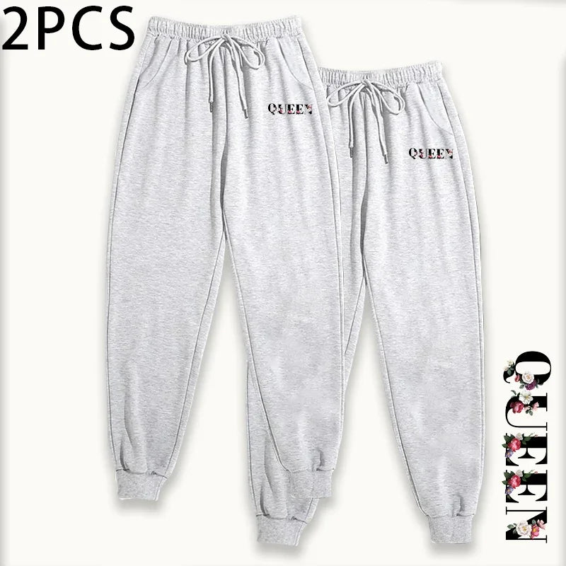 Womens Jogging Pants 2 Piece Set High Waist Sweatpants Fall Winter Lounge Wear Comfort Fit Yoga Casual Trousers 2packs Bottoms